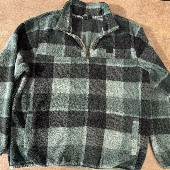 Volcom Green and Black Zip Up Sweater - Picture 1 of 7